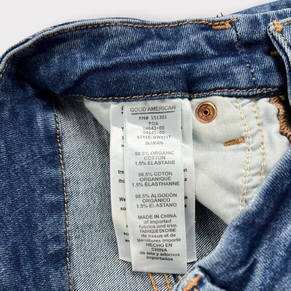 Good American Good Waist Distressed Skinny Ankle Jeans Blue476 - Picture 5 of 7